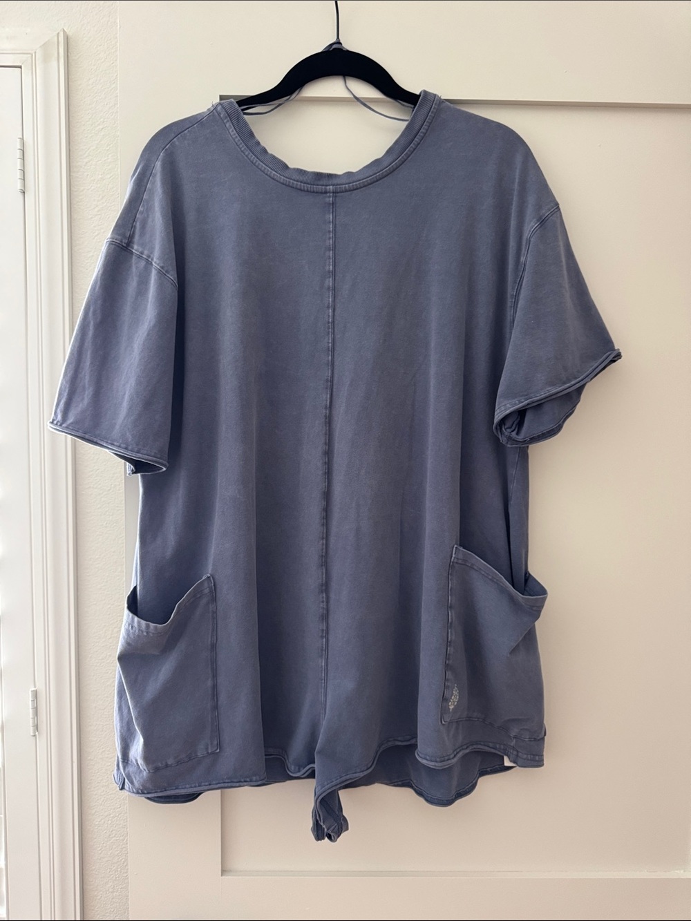 Washed Blue Short-Sleeve women’s romper
